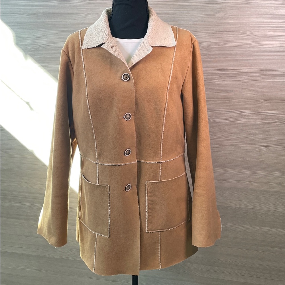 CAbi Faux Suede/Shearling Jacket Medium - Picture 2 of 8